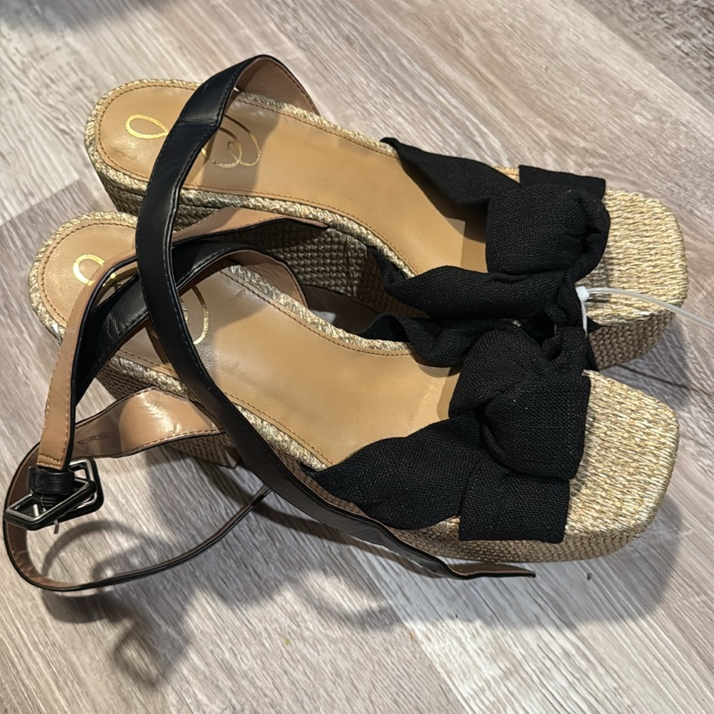 Sam Edelman Black Knotted Espadrille Platform Heels NWOT - Picture 12 of 15